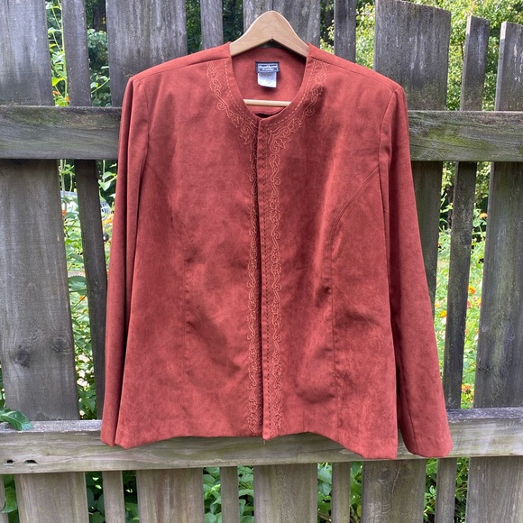 Vintage Jacket Blazer | Dark Orange Spice | Embroidered | Size 20W | Chic Boho - Picture 1 of 12
